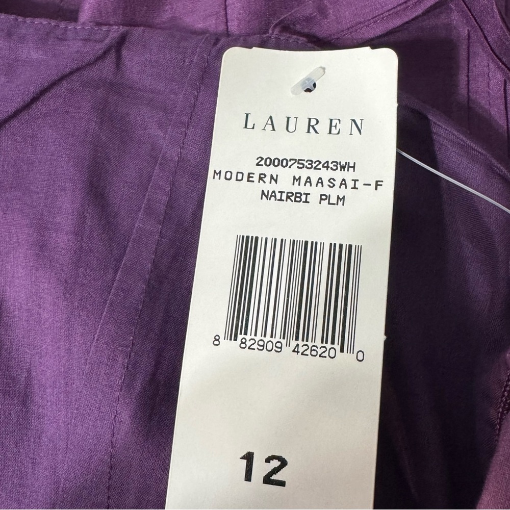 NWT Lauren Ralph Lauren Modern Maasai Purple Nairbi Plum Dress Size 12 - Picture 9 of 9